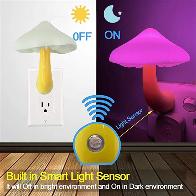 LED Night Lights Mushroom Shape Automatic Sensor